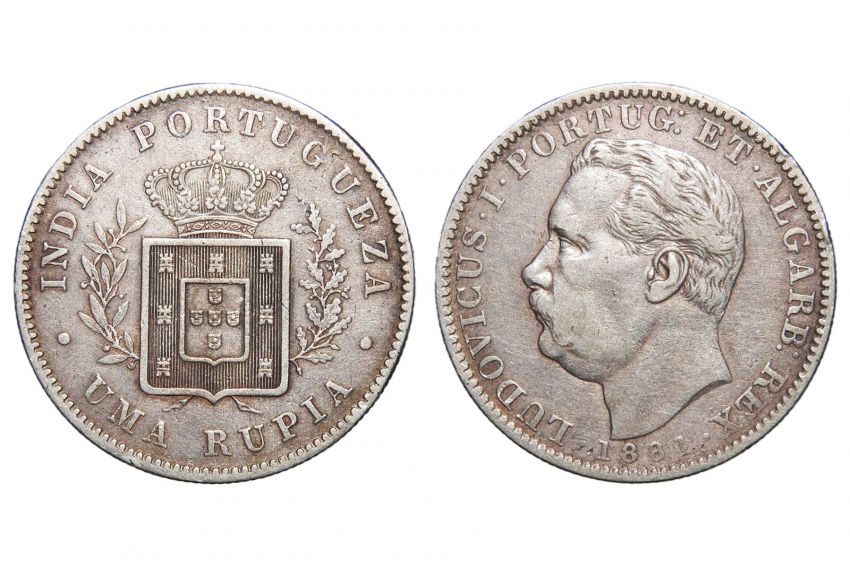 Portuguese India, Luís I, Silver Rupia – Colonial Goa Coin