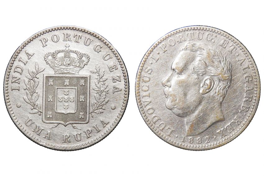 Portuguese India, Luís I, Silver Rupia – Colonial Goa Coin