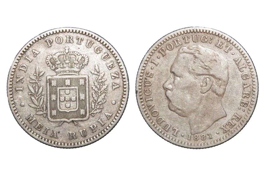 Portuguese India, Luís I, Silver Rupia – Colonial Goa Coin