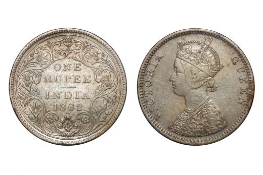 British India,  Victoria Queen, Rupee, Silver, 1862