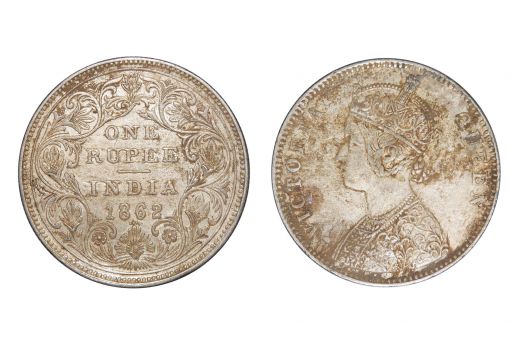 British India,  Victoria Queen, Rupee, Silver, 1862
