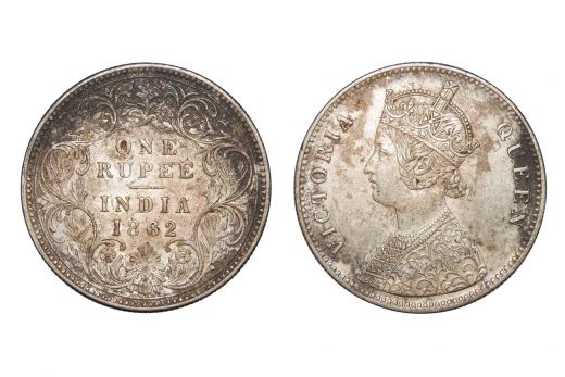 British India,  Victoria Queen, Rupee, Silver, 1862