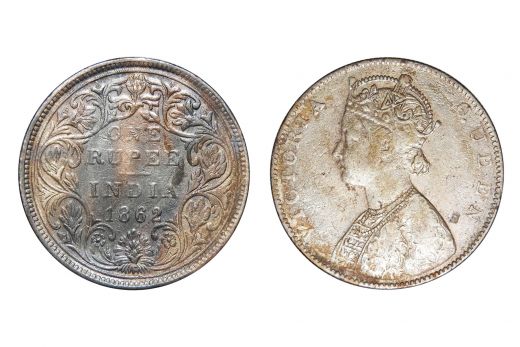 British India,  Victoria Queen, Rupee, Silver, 1862