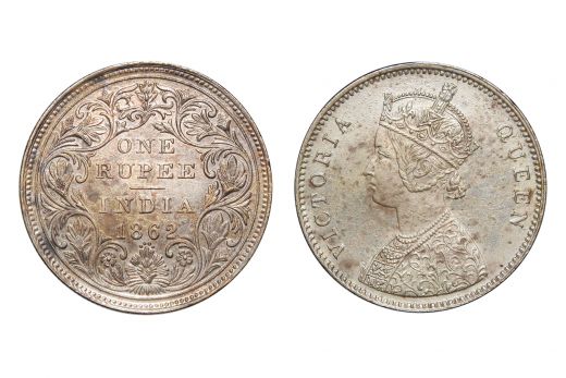 British India,  Victoria Queen, Rupee, Silver, 1862
