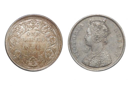 British India,  Victoria Queen, Rupee, Silver, 1862