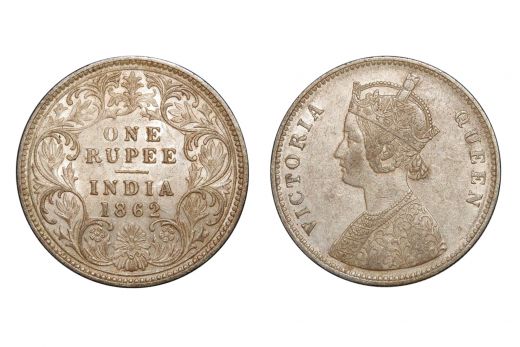 British India,  Victoria Queen, Rupee, Silver, 1862