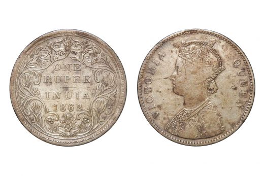 British India,  Victoria Queen, Rupee, Silver, 1862