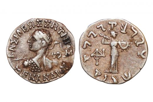 Indo-Greek, Menander I, (c.155–130 BC), Silver Drachm