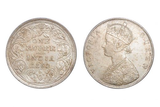 British India,  Victoria Queen, Rupee, Silver, 1862