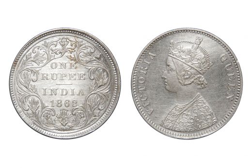 British India, Victoria Queen, Rupee, Silver,1862