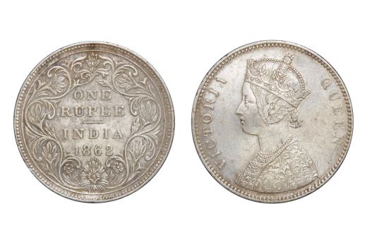 British India,  Victoria Queen, Rupee, Silver, 1862