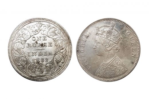 British India, Victoria Queen, Rupee, Silver, 1862