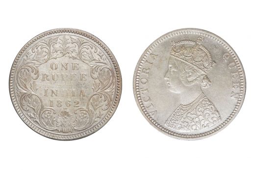 British India,  Victoria Queen, Rupee, Silver, 1862