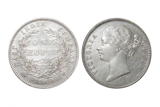 East India Company, Victoria Queen, Rupee, Silver, Mint - Calcutta, 1840,GK#167