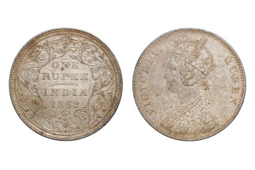 British India,  Victoria Queen, Rupee, Silver, 1862