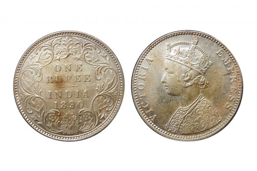 British India, Victoria Empress, Rupee, Silver, 1890