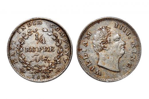 British India, William IV , 1/4 Rupee, Silver, 1835