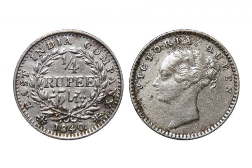 East India Company, Victoria Queen, 1/4 Rupee, 1840