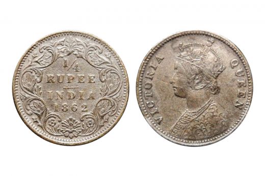 British India, Victoria Queen, 1/4 Rupee, 1862