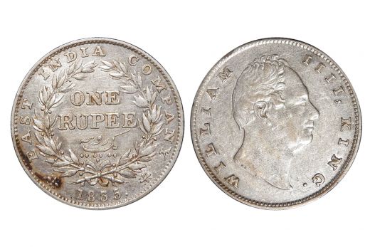 East India Company, William IIII, Rupee, Silver, Mint - Calcutta, 1835, B/II(ii) GK# 04, R.S. incused
