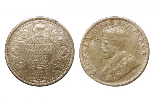 British India, George V, 1/2 Rupee, Silver, Mint - Bombay, 1919