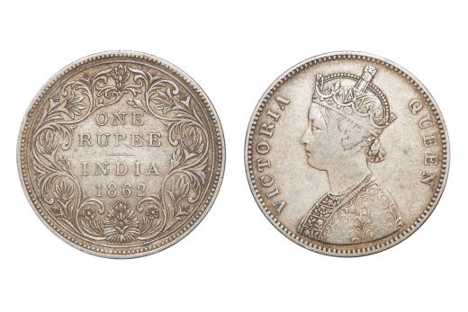 British India,  Victoria Queen, Rupee, Silver, 1862