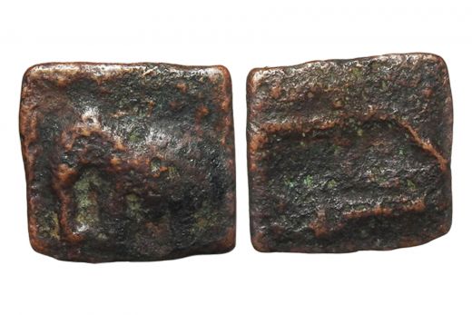 Sangam Age, Cheras, Copper Unit,2.6 grms

Obv: Elephant to right

Rev: Bow & arrow