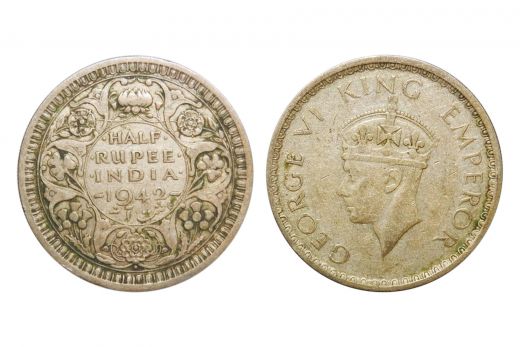 British India, George VI, 1/2 Rupee, Silver, Mint - Bombay, 1942