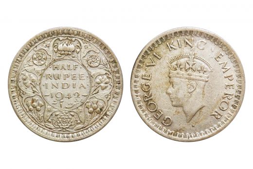 British India, George VI, 1/2 Rupee, Silver, Mint - Bombay, 1942