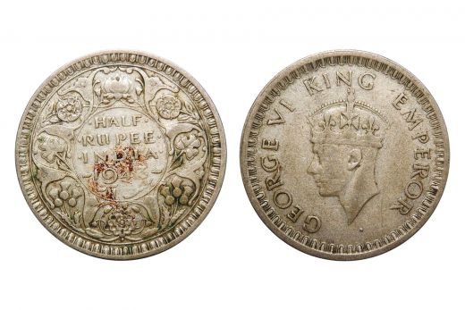 British India, George VI, 1/2 Rupee, Silver, Mint - Bombay, 1943