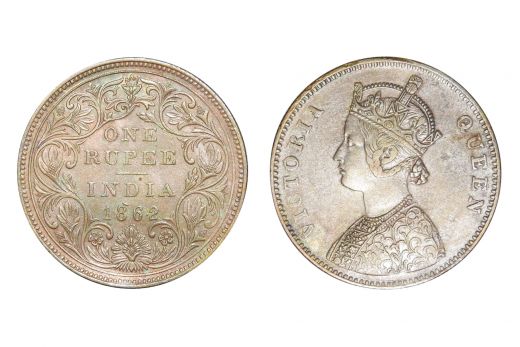 British India,  Victoria Queen, Rupee, Silver, 1862