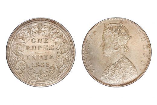 British India,  Victoria Queen, Rupee, Silver, 1862