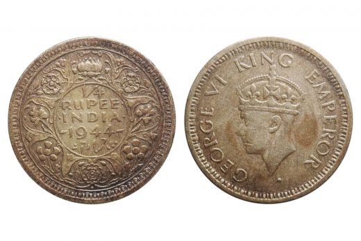 British India, George VI, 1/4 Rupee, Silver, Mint - Bombay, 1944