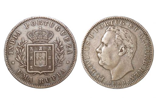 Portugese India, Ludovicus I silver, 1 Rupia, 1881