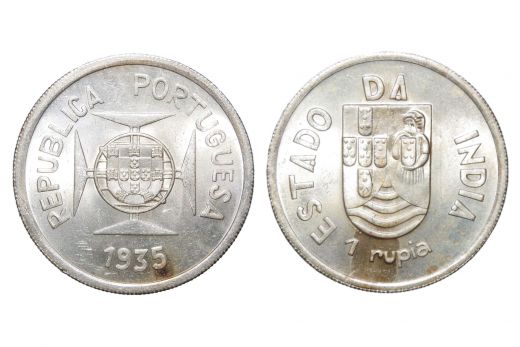 Portugese india, silver, 1/2 Rupia, 1936
