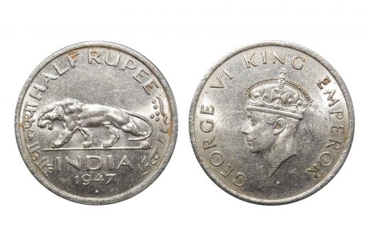 british india , george vi ,1 rupee, copper nickel , mint - bombay , 1947