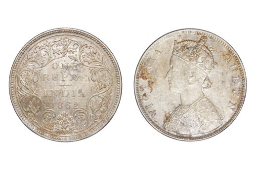 British India,  Victoria Queen, Rupee, Silver, 1862