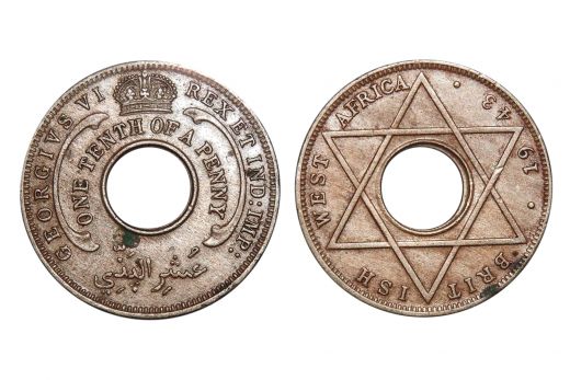 British West Africa, George VI, 1/ 10 Penny, Nickel, 1943