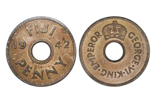 Fiji, George VI, Penny, Nickle, 1942