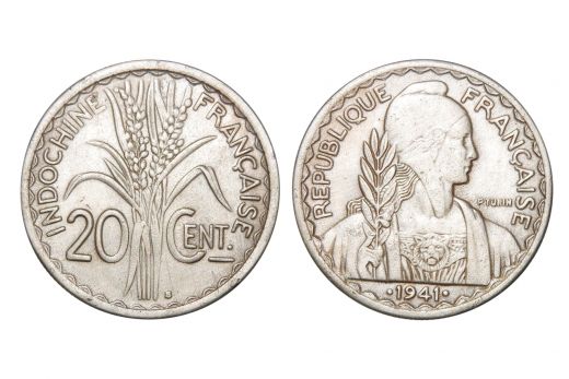 Indo Chine Franchise, 20 Cents, Nickle, UNC, 1941