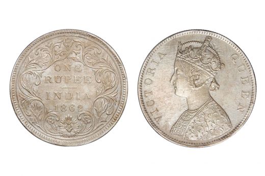British India,  Victoria Queen, Rupee, Silver, 1862