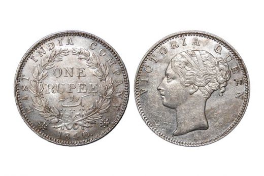 East India Company, Victoria Queen, Rupee, Silver, Mint - Calcutta, 1840, GK#113 / A-I