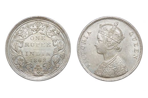 British India, Victoria Queen, Rupee, Silver, 1862