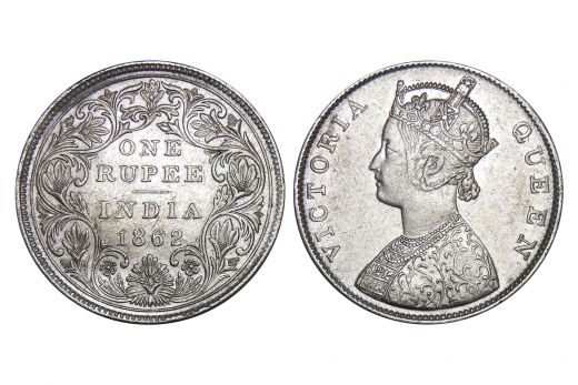 British India, Victoria Queen, One Rupee, 1862